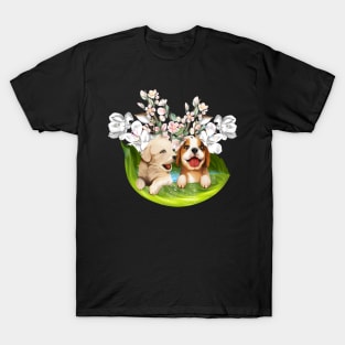 Cute puppys playing in the water T-Shirt